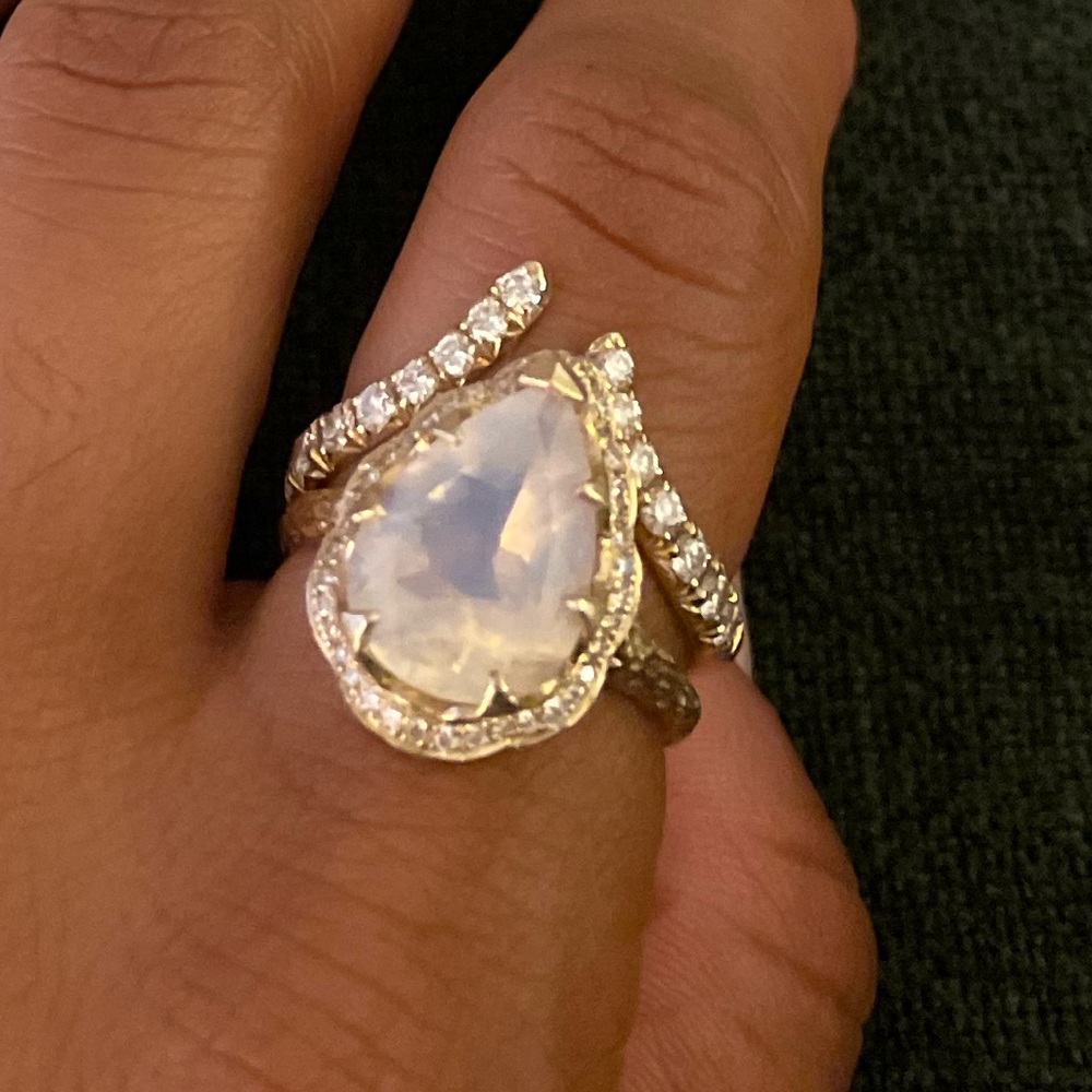 ❗️SOLD❗️Logan Hollowell PREMIUM Queen Water Drop Moonstone Full Pavé Diamond YG